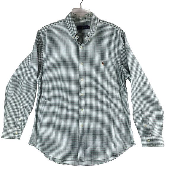 Ralph Lauren Long Sleeve Button Up Shirt Green‎ Black Checked size XL - Picture 1 of 7
